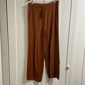 Bolide Cashmere Blend Knit Wide Leg Sweater Pant Brown Rust Soft Size XL